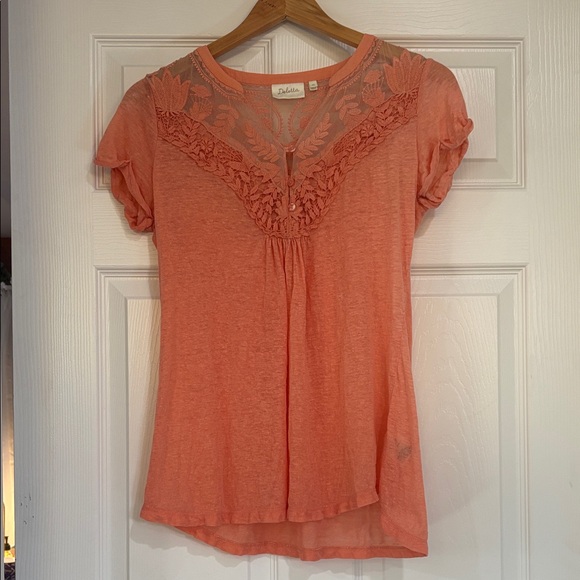 Anthropologie Tops - Anthropologie Deletta Coral Lace Detail Blouse